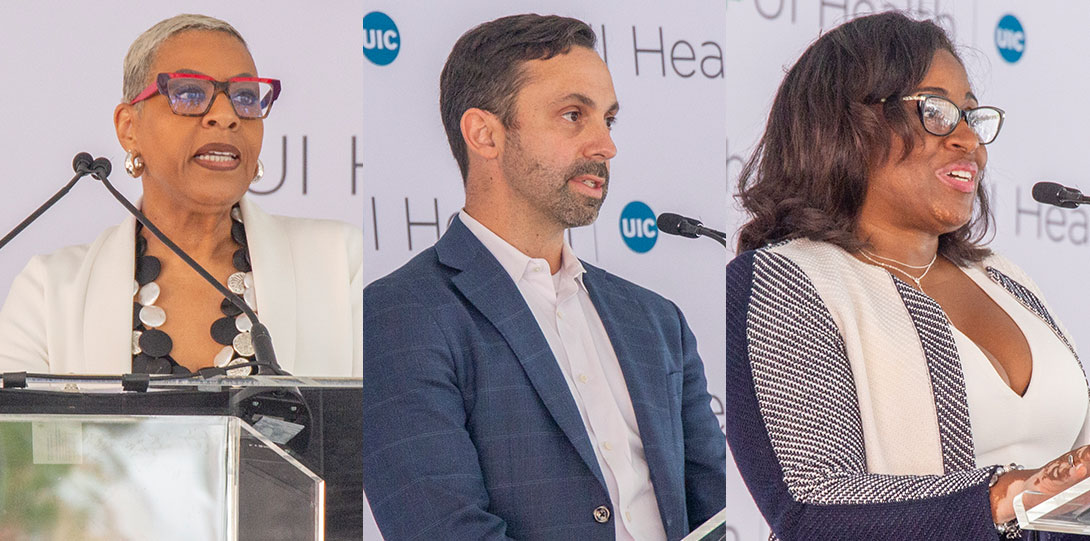 Photos of Verneda Bachus, CEO of Friend Health; Shane Phillips, Senior Associate Dean for Clinical Affairs, UIC College of Applied Health Sciences; and Heather M. Prendergast, Associate Dean for Clinical Affairs, UIC College of Medicine