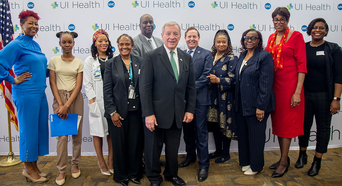 Senator Durbin and other HEAL Initiative leadership at the school-based Mile Square Health Center