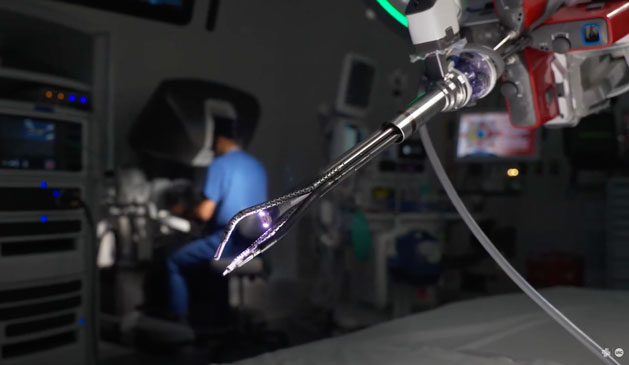 screen grab from video showing new clinical space and technology involved in minimally invasive robotic surgery